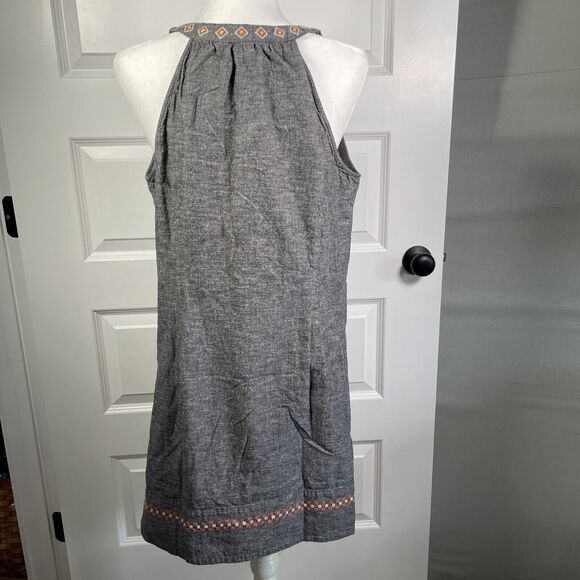 Uncle Frank Anthropology Dress Gray Coral Embroidered Linen blend Halter Size L - Picture 5 of 9